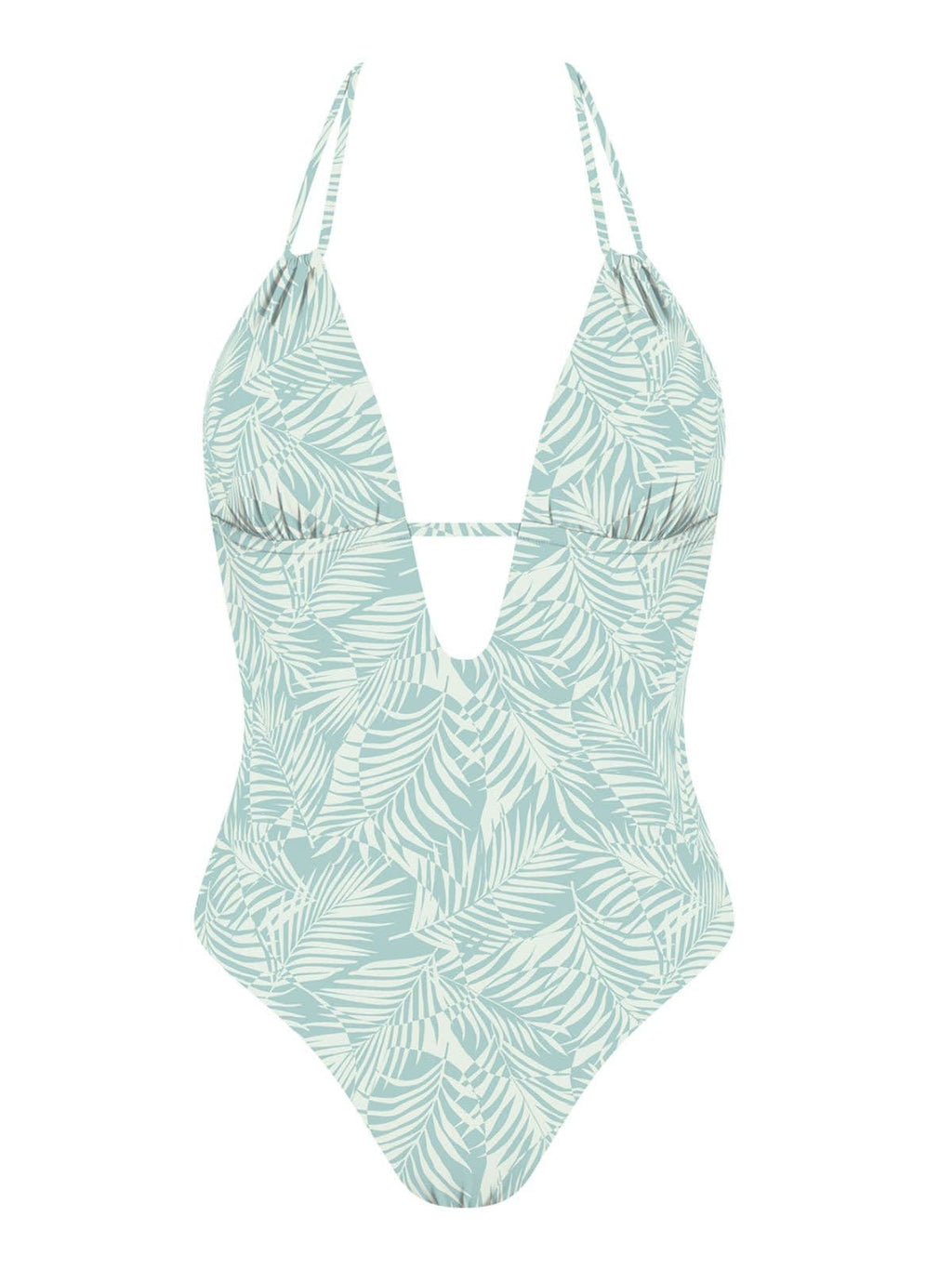MrMiss Vientisas maudymosi kostiumėlis WAVES FLORAL AQUA