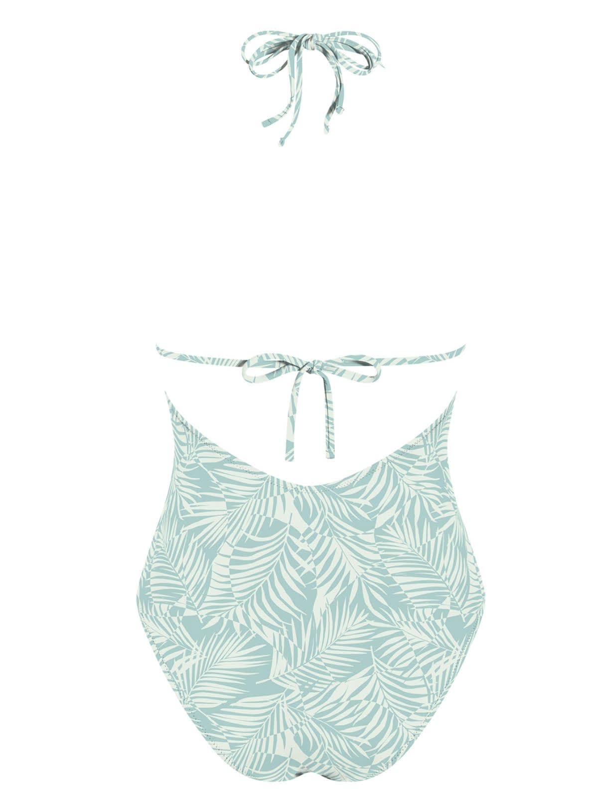 MrMiss Vientisas maudymosi kostiumėlis WAVES FLORAL AQUA