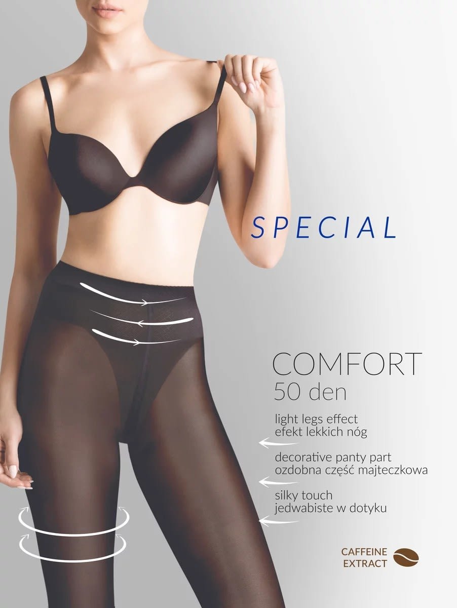 Gabriella Formuojančios kompresinės pėdkelnės su kofeinu COMFORT NERO 50 den.