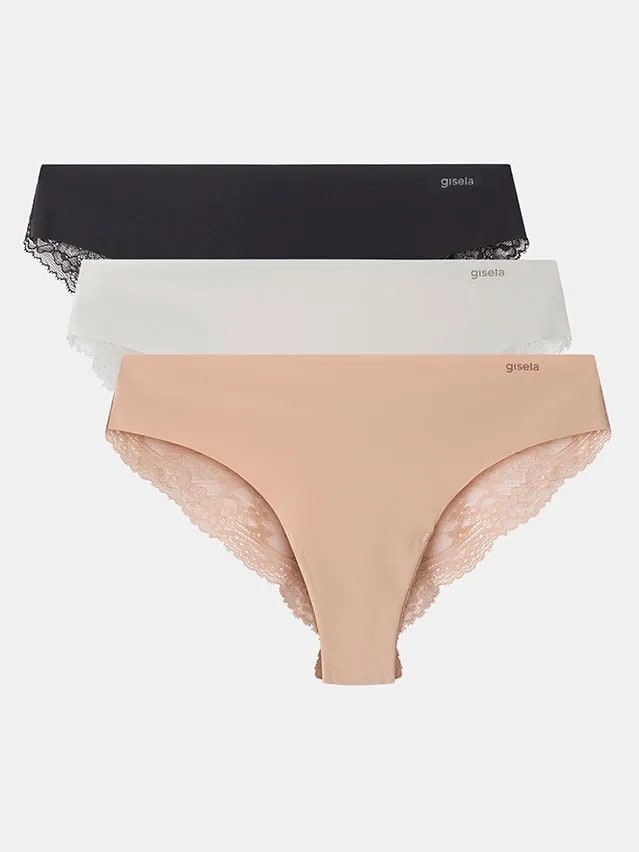 Gisela Rinkinys 3 vnt. lazeriu kirptos braziliškos kelnaitės LACE MIX