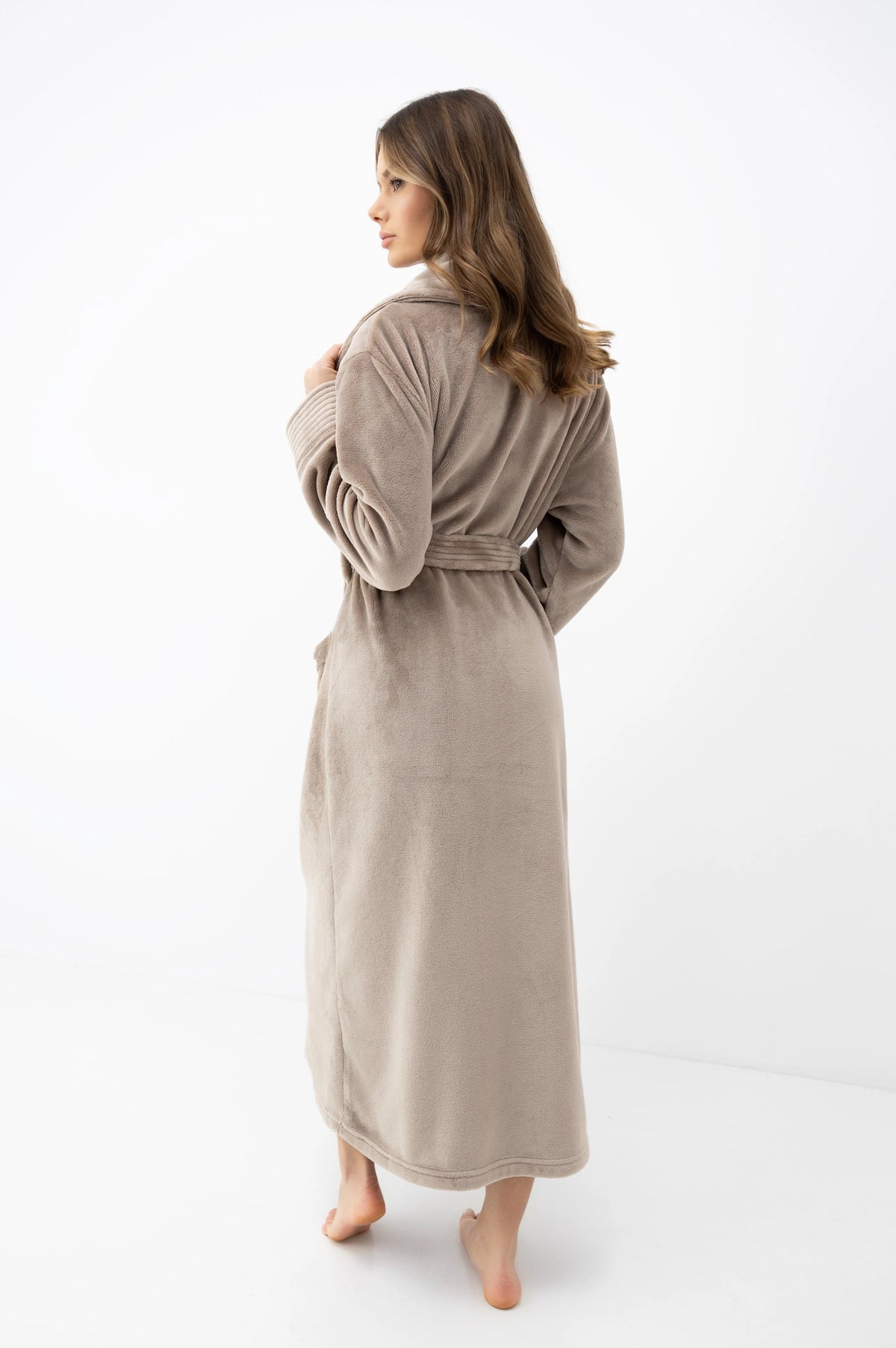 Sensis Ilgas klasikinis chalatas MAROON TAUPE