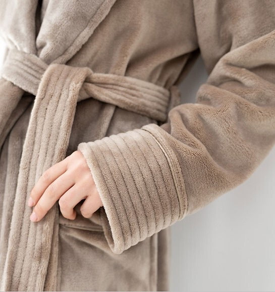 Sensis Ilgas klasikinis chalatas MAROON TAUPE