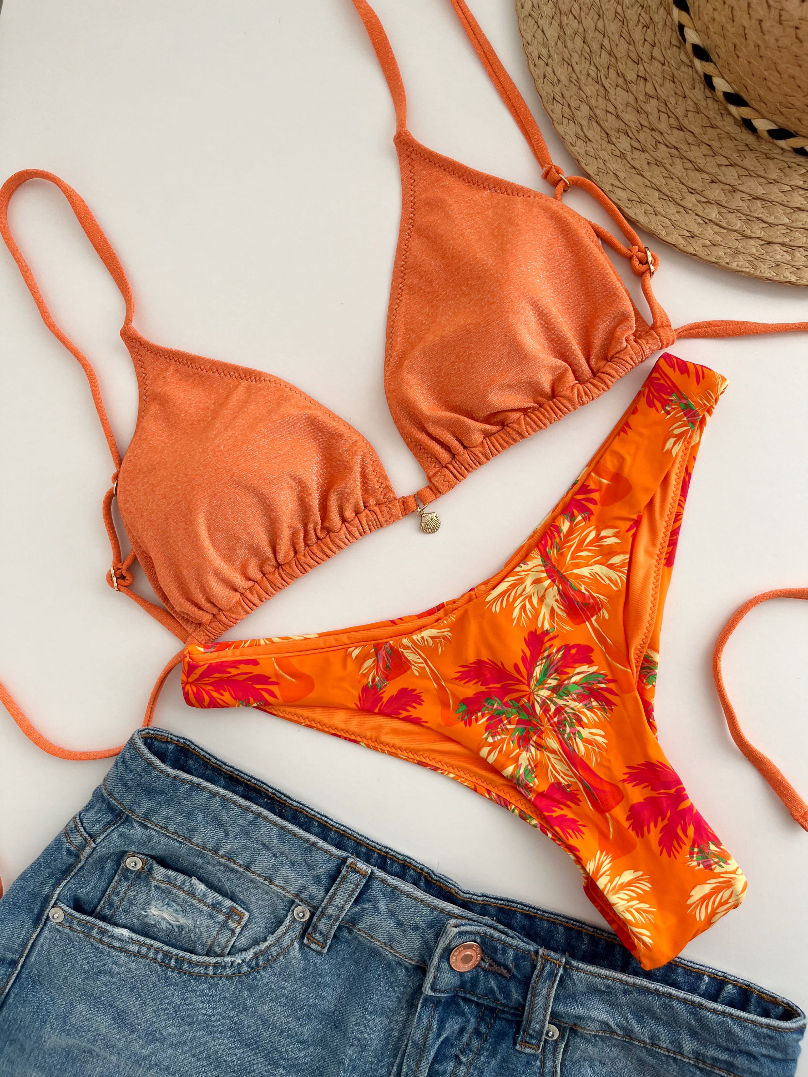 MrMiss Bikini liemenėlė METALLIC ORANGE MIX