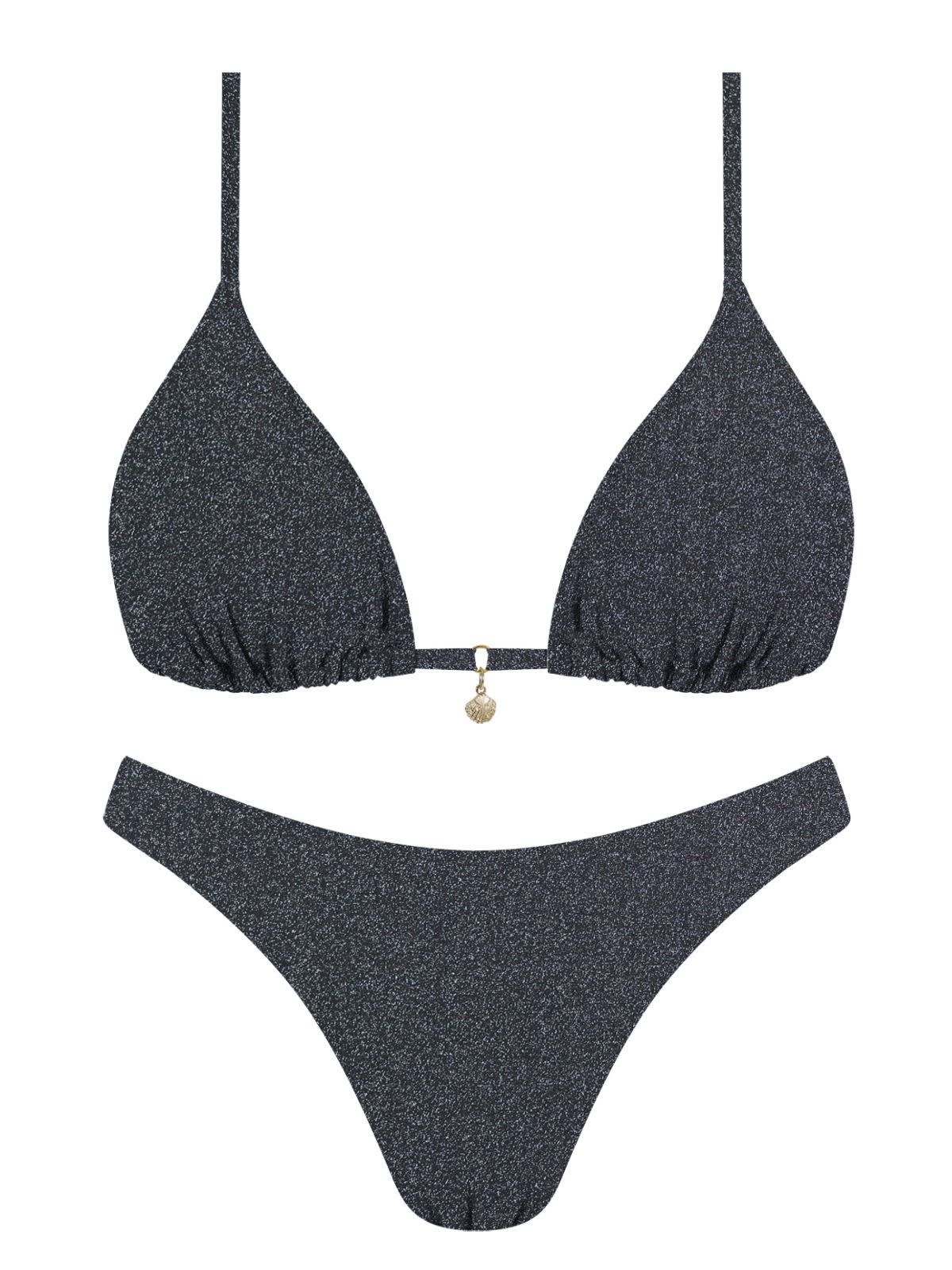 MrMiss Bikini kelnaitės METALLIC BLACK