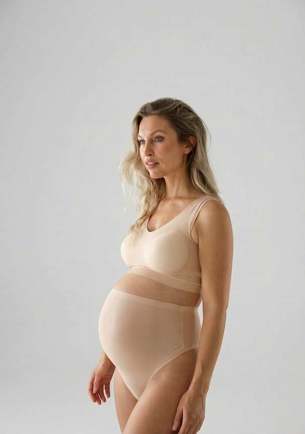 ByeBra Itin tampri ir prisitaikanti liemenėlė nėščiosioms UNI STRETCH BRA TOP BEIGE