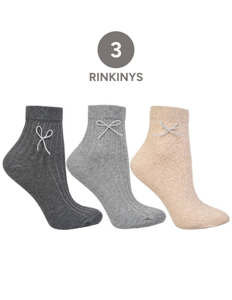 Medvilninės puskojinės BOW, 3 vnt. rinkinys