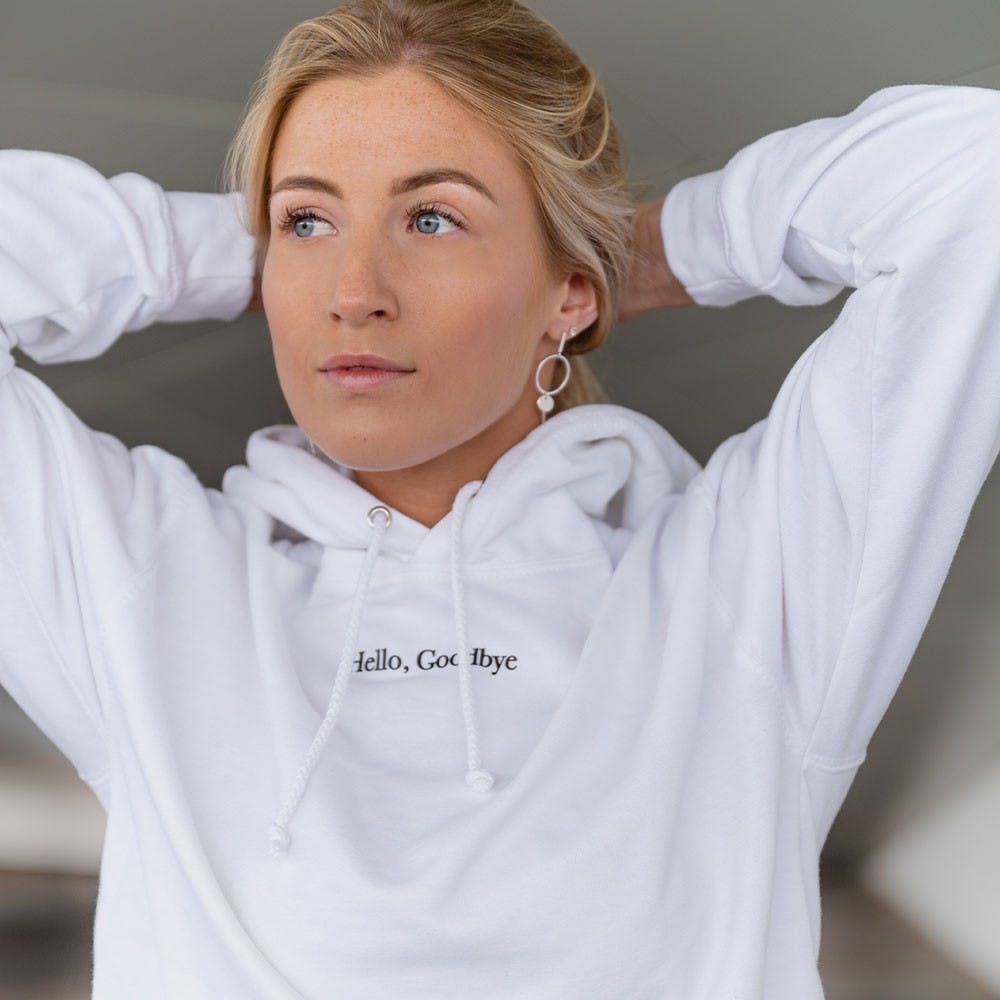 Kita Moteriškas oversize džemperis HELLO GOODBYE, baltas