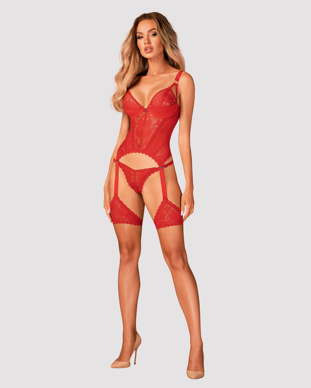 Obsessive Seksualus korsetas BELOVYA, raudonas