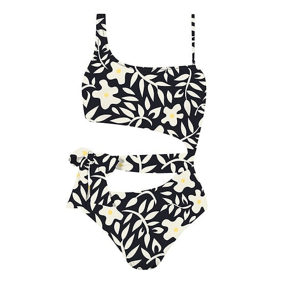 MrMiss Vientisas margas maudymosi kostiumėlis ASYMMETRIC BLACK'N'WHITE