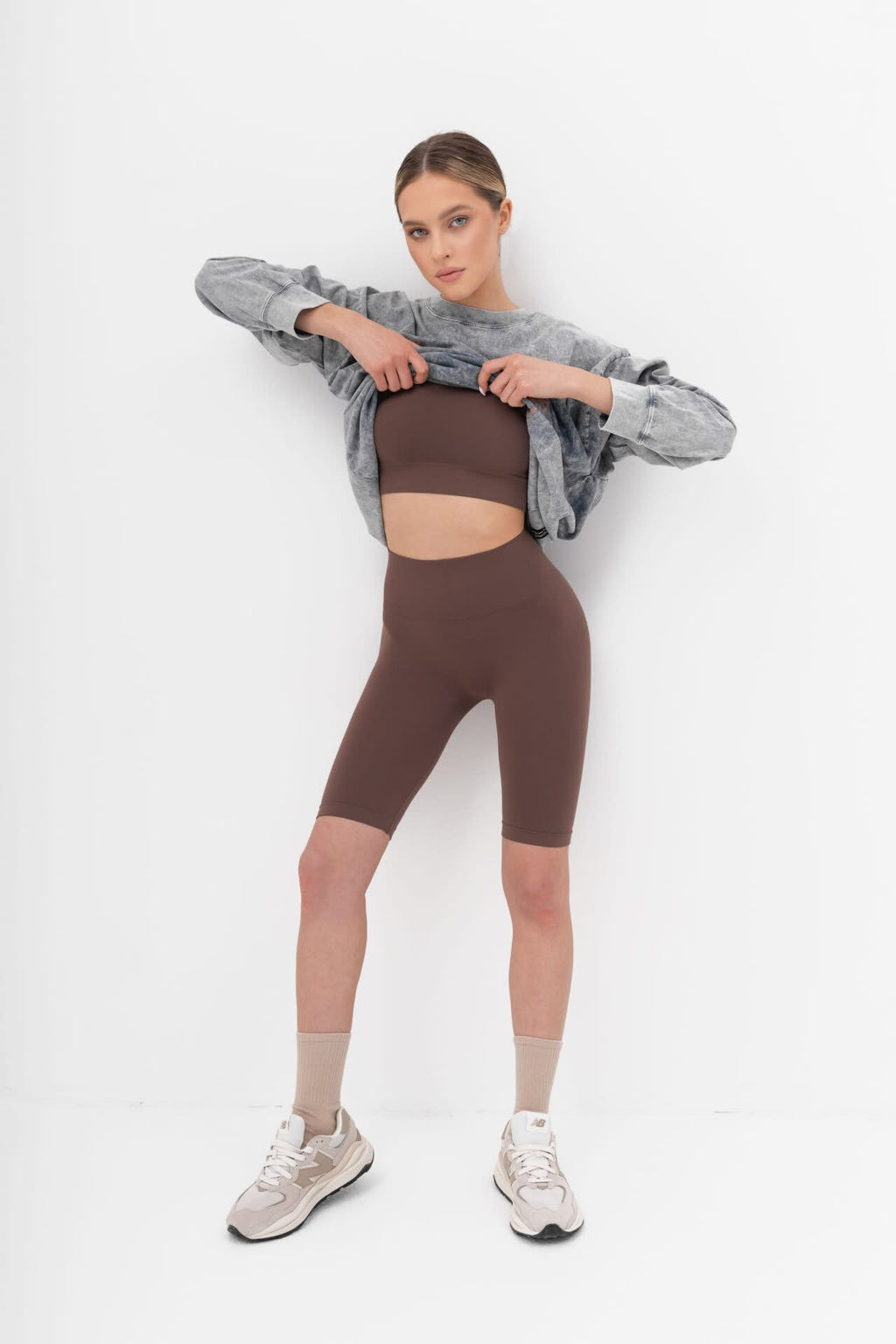 SiaWear Biker šortai FEEL FREE COFFEE, rudos spalvos