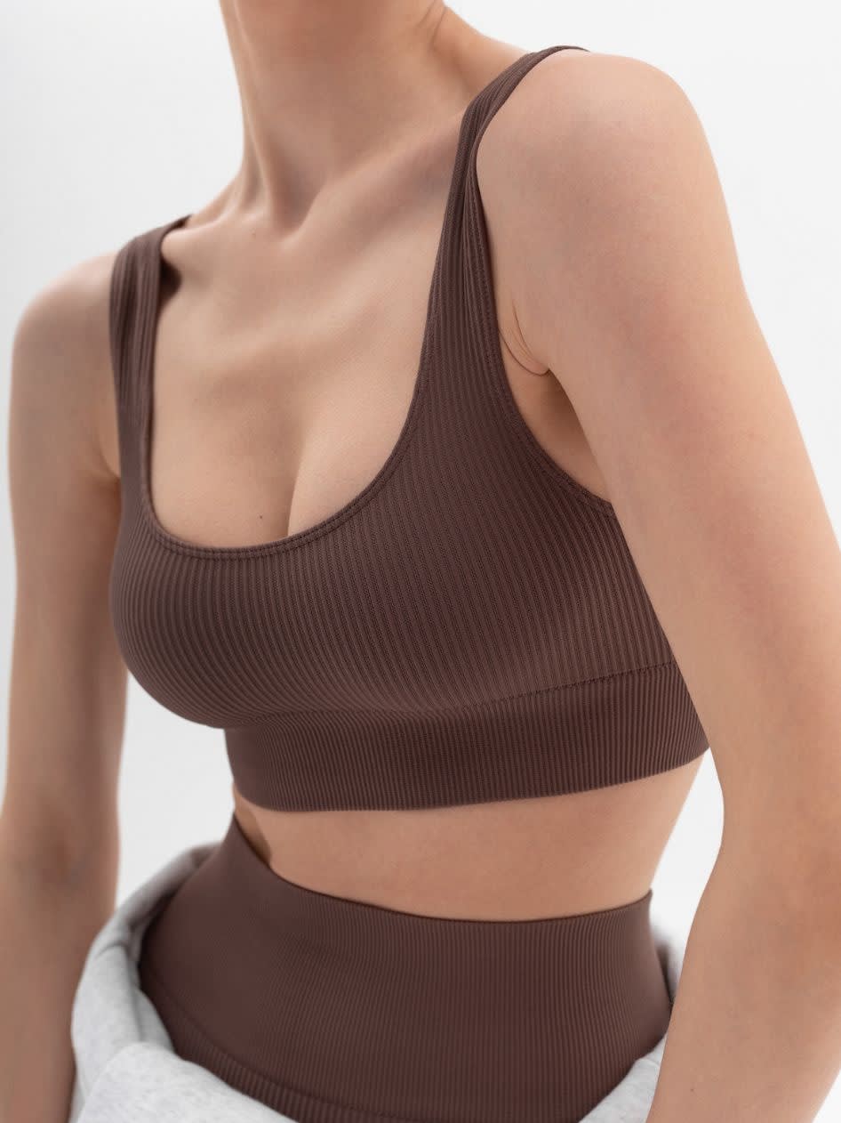 SiaWear RIB besiūlė braletė POWER RIB TOP COFFEE, rudos spalvos