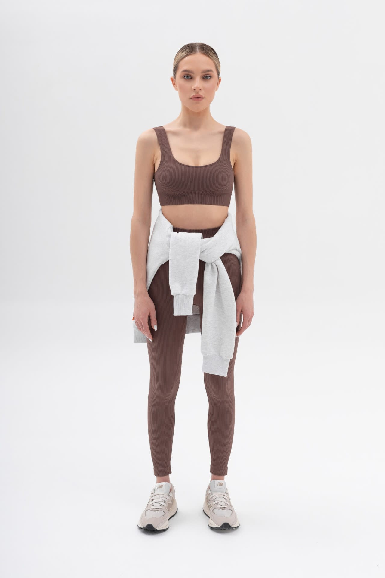 SiaWear RIB besiūlė braletė POWER RIB TOP COFFEE, rudos spalvos