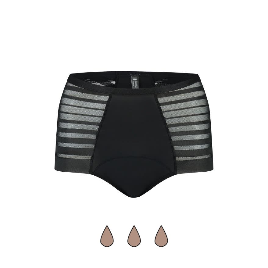 ByeBra Menstruacinės kelnaitės PERIOD HIGH BRIEF LACE, didelio sugeriamumo