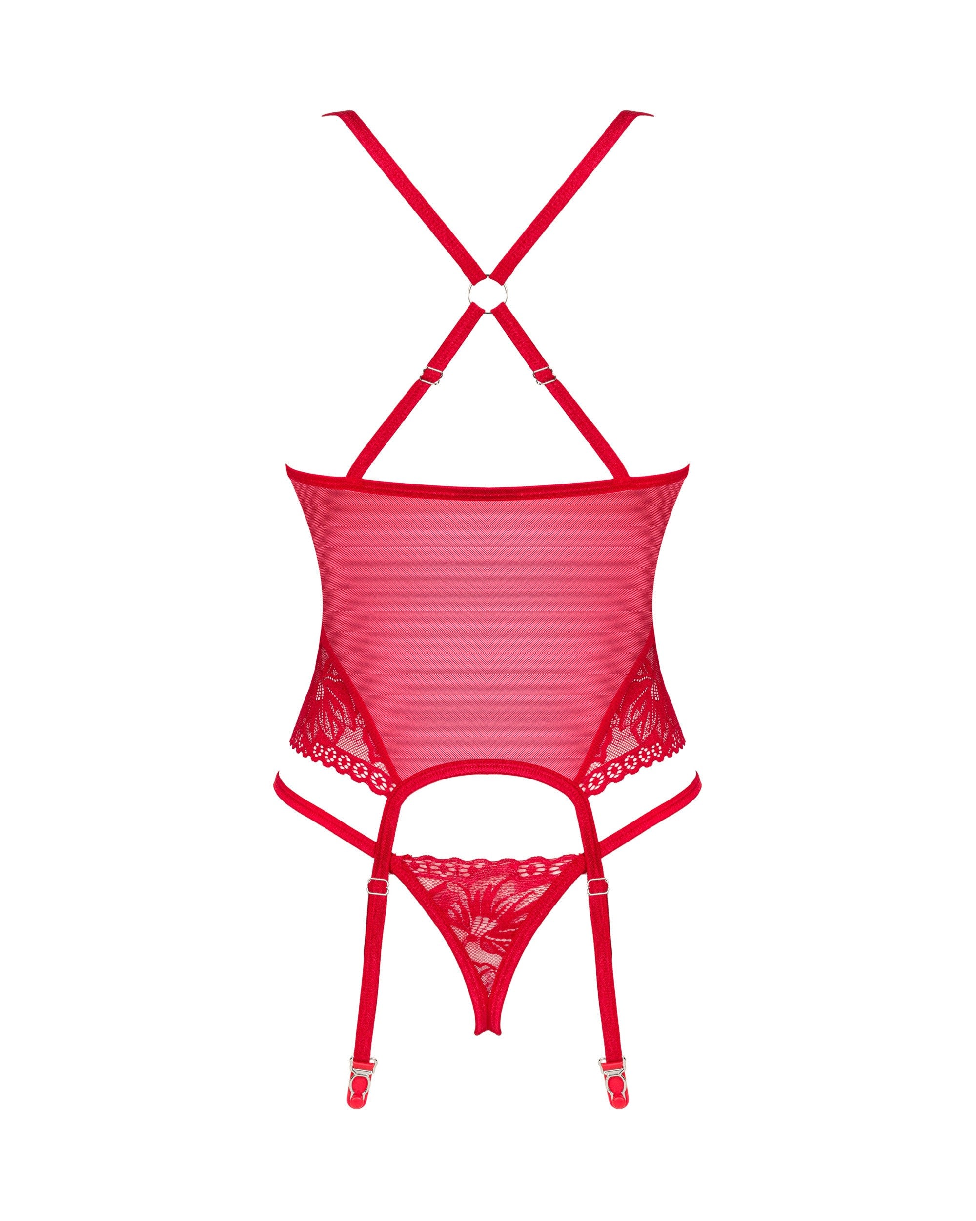 Obsessive Seksualus perregimas korsetas LACELOVE, raudonas