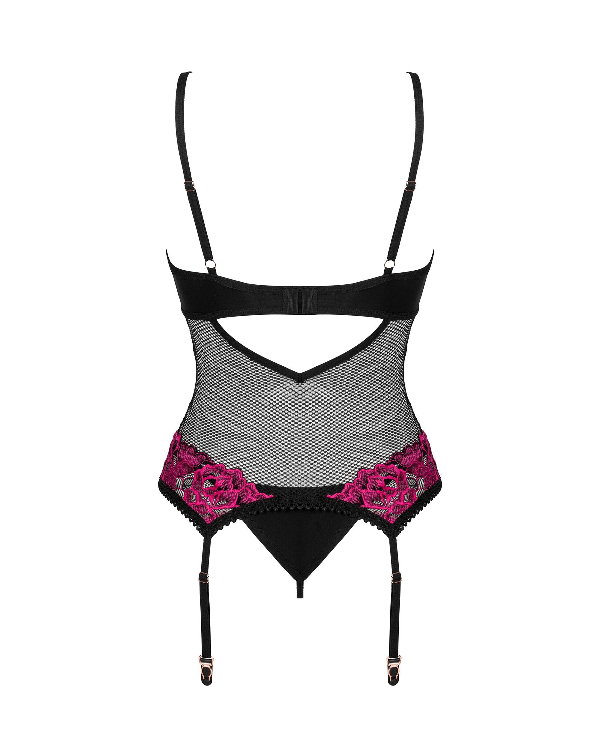 Obsessive Seksualus nėriniuotas korsetas ROSENTY, juodas