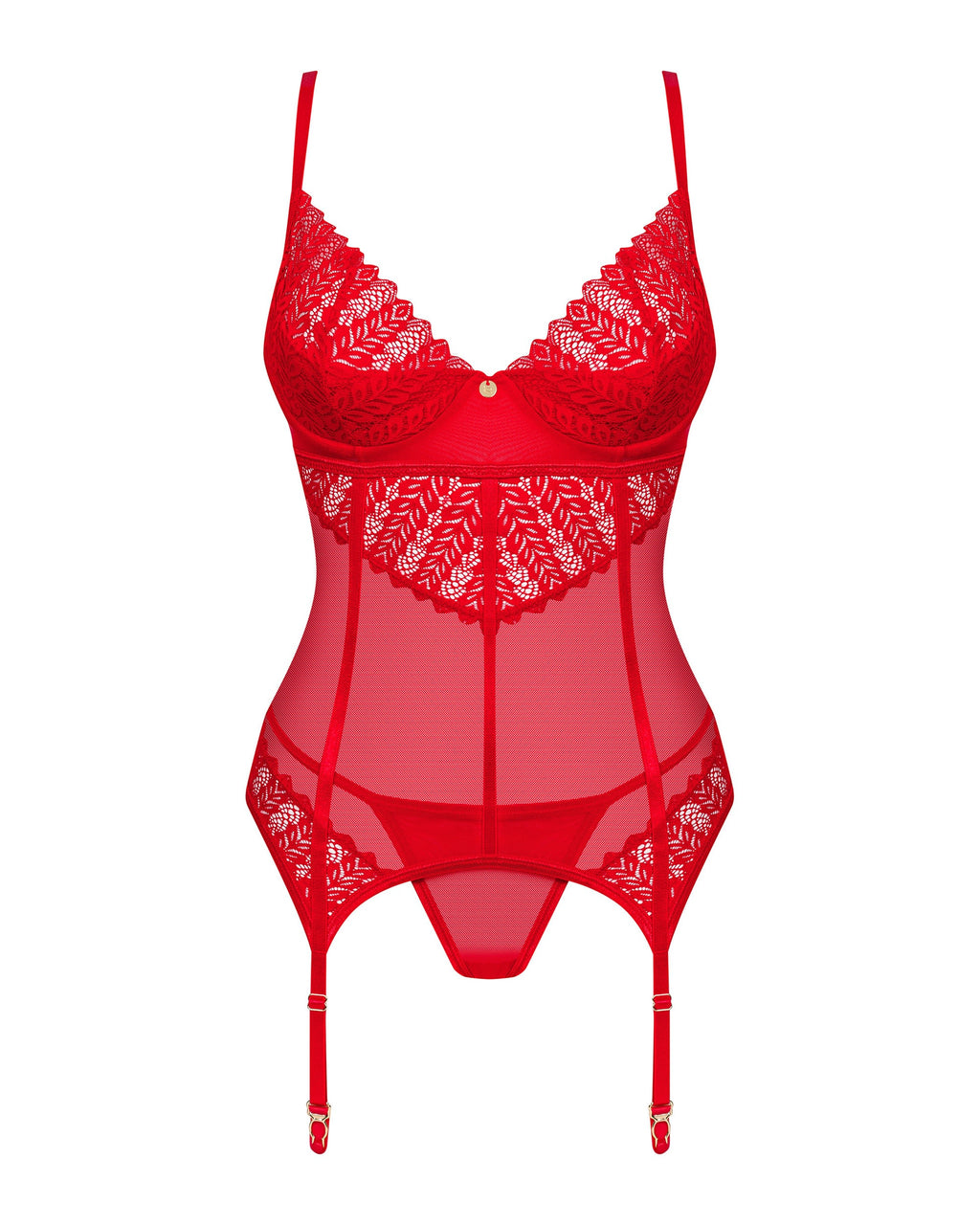Obsessive Seksualus nėriniuotas korsetas INGRIDIA, raudonas