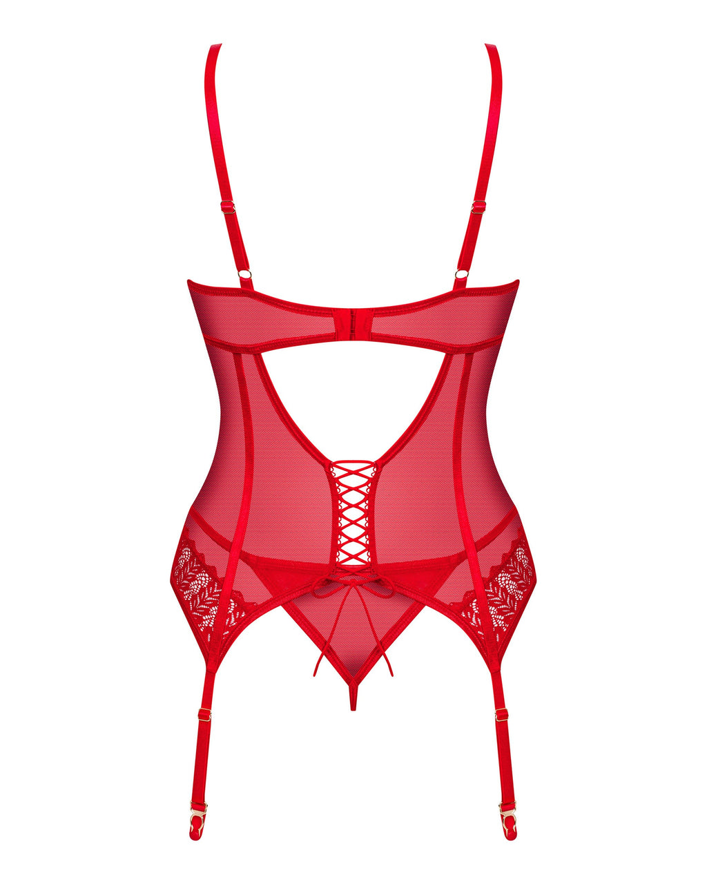 Obsessive Seksualus nėriniuotas korsetas INGRIDIA, raudonas