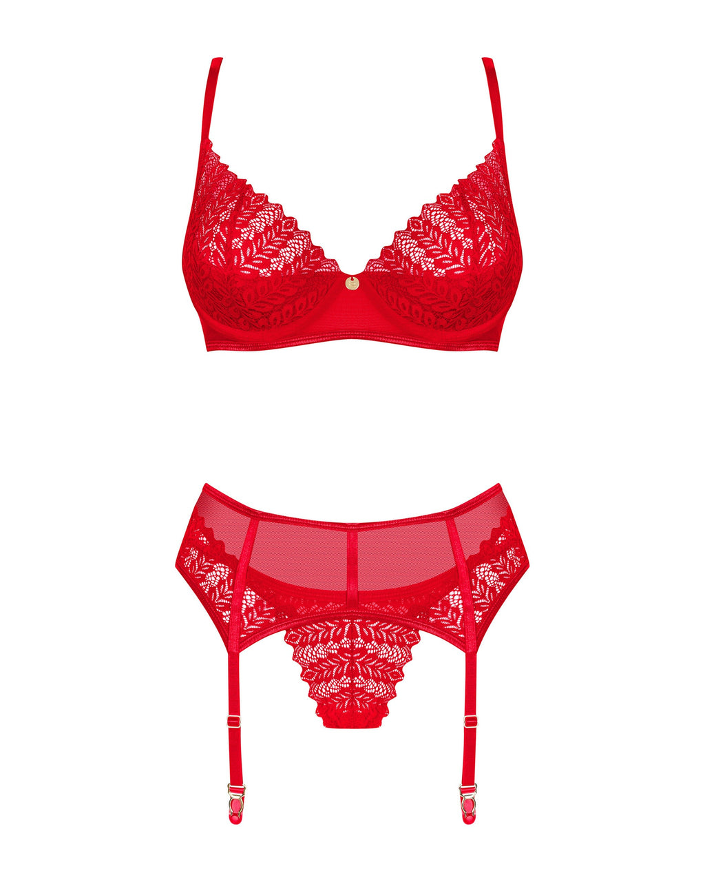 Obsessive Seksualus trijų dalių komplektas INGRIDIA SET, raudona