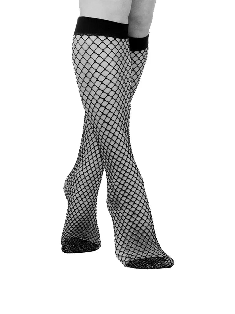 Pinned by K Blizgios tinklinės kojinės iki kelių, juoda