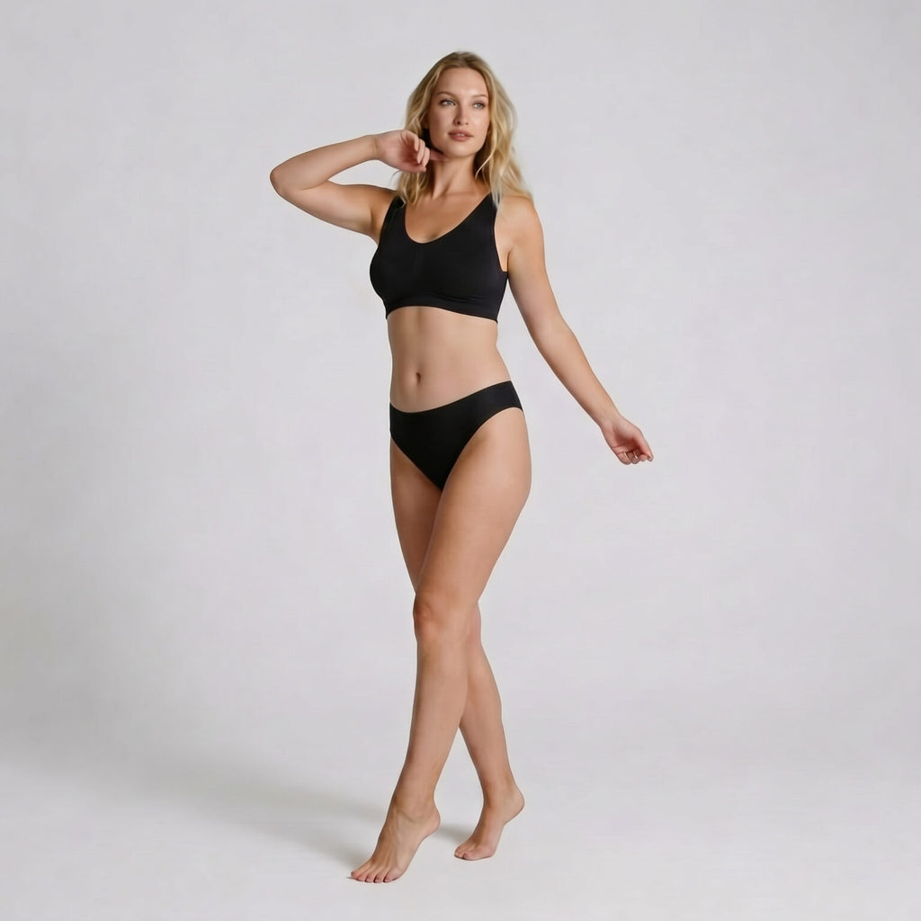 ByeBra Itin tampri ir prisitaikanti liemenėlė nėščiosioms UNI STRETCH BRA TOP BLACK