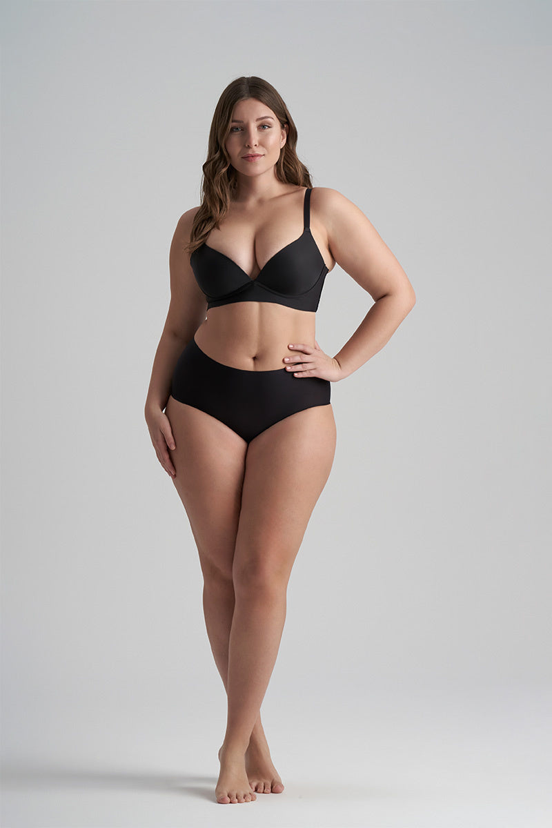 ByeBra Klasikinės kelnaitės aukštu juosmeniu UNI STRETCH HIGH BRIEF BLACK