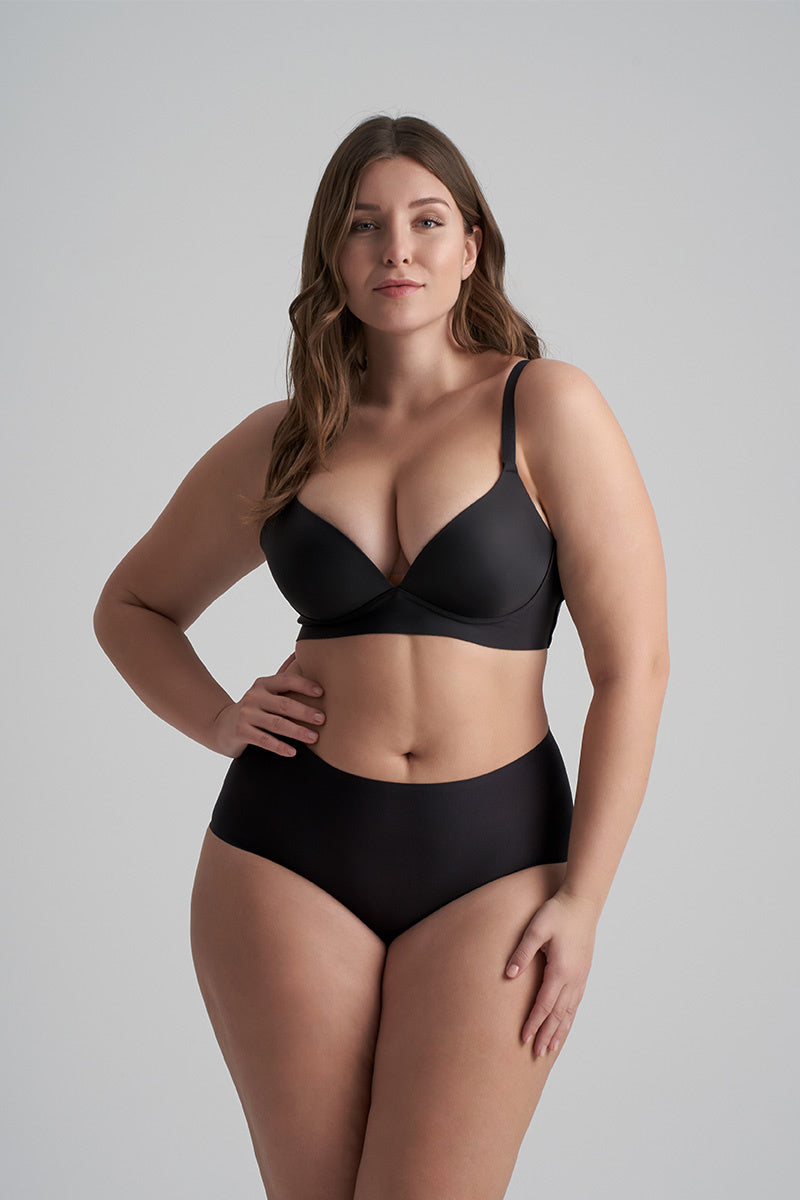 ByeBra Klasikinės kelnaitės aukštu juosmeniu UNI STRETCH HIGH BRIEF BLACK