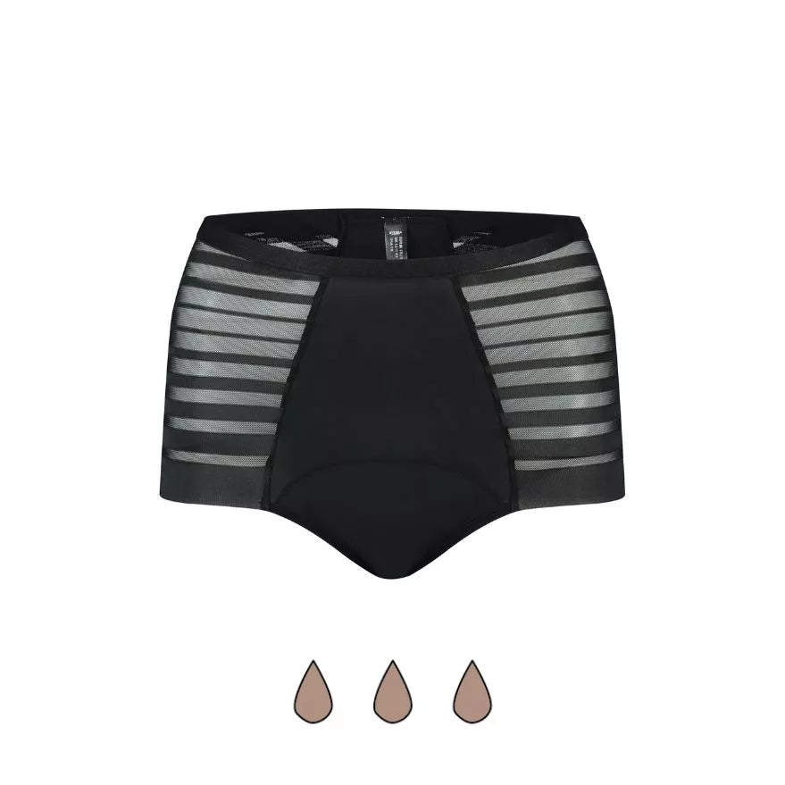 ByeBra Menstruacinės kelnaitės PERIOD HIGH BRIEF LACE, didelio sugeriamumo