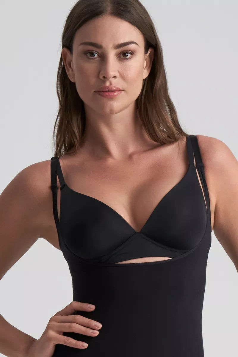 ByeBra High compression shaping bodysuit SOFT TOUCH OPEN BUST BLACK