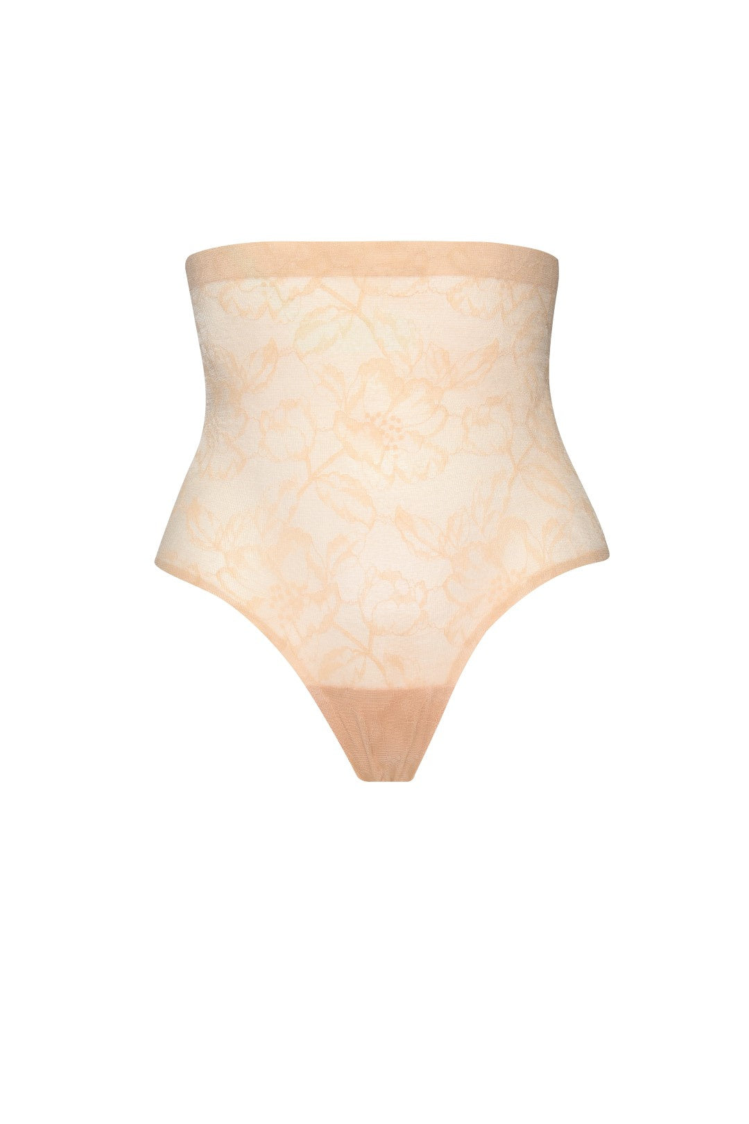 ByeBra Vidutinės kompresijos formuojančios tanga kelnaitės LACY THONG BEIGE LACE