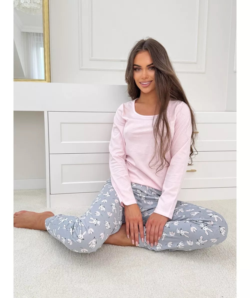 Donna Medvilninė pižama BUNNY LONG PINK