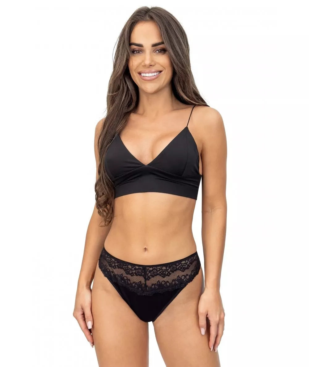 Donna Tanga viskozės kelnaitės LACES 230 BLACK