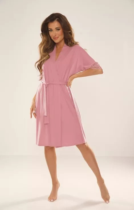 De Lafense Naktinukų ir chalato komplektas NOELA DIRTY PINK