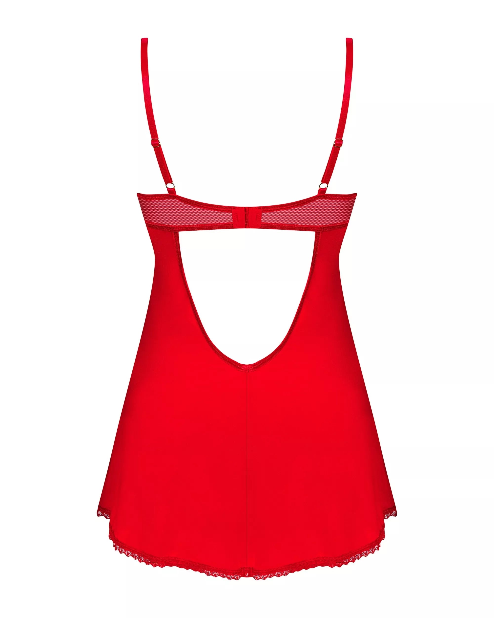 Obsessive Seksualūs nėriniuoti naktinukai INGRIDIA CHEMISE, raudona