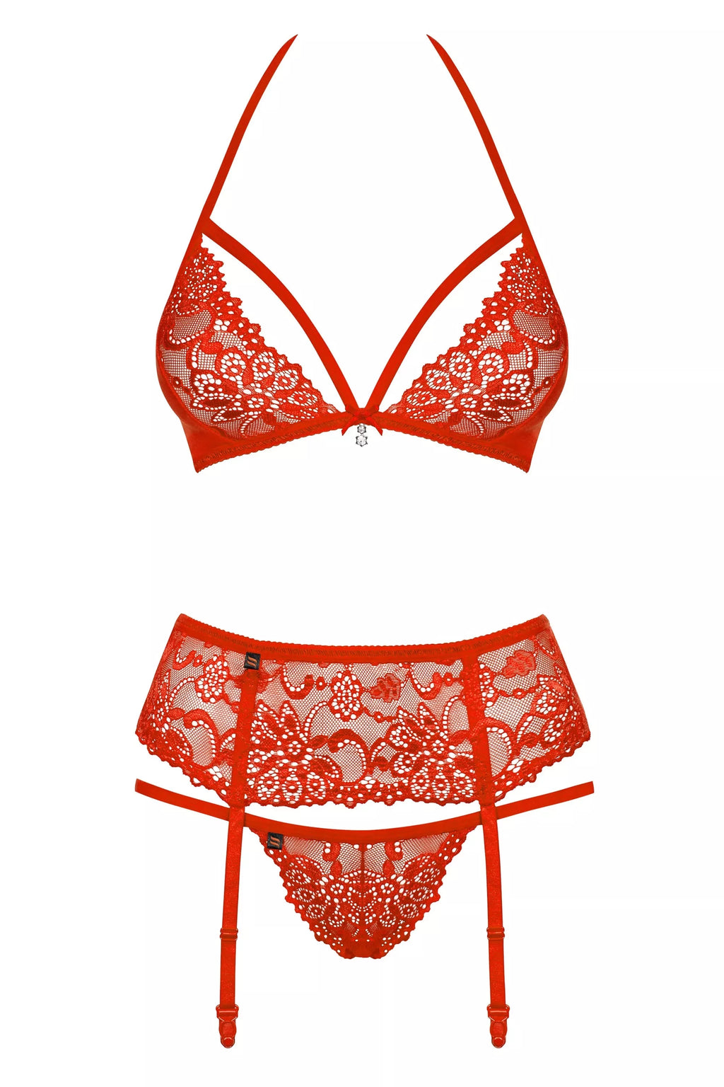 Obsessive Seksualus trijų dalių komplektas SECRET OF LOVE 838-SEG-3, raudona