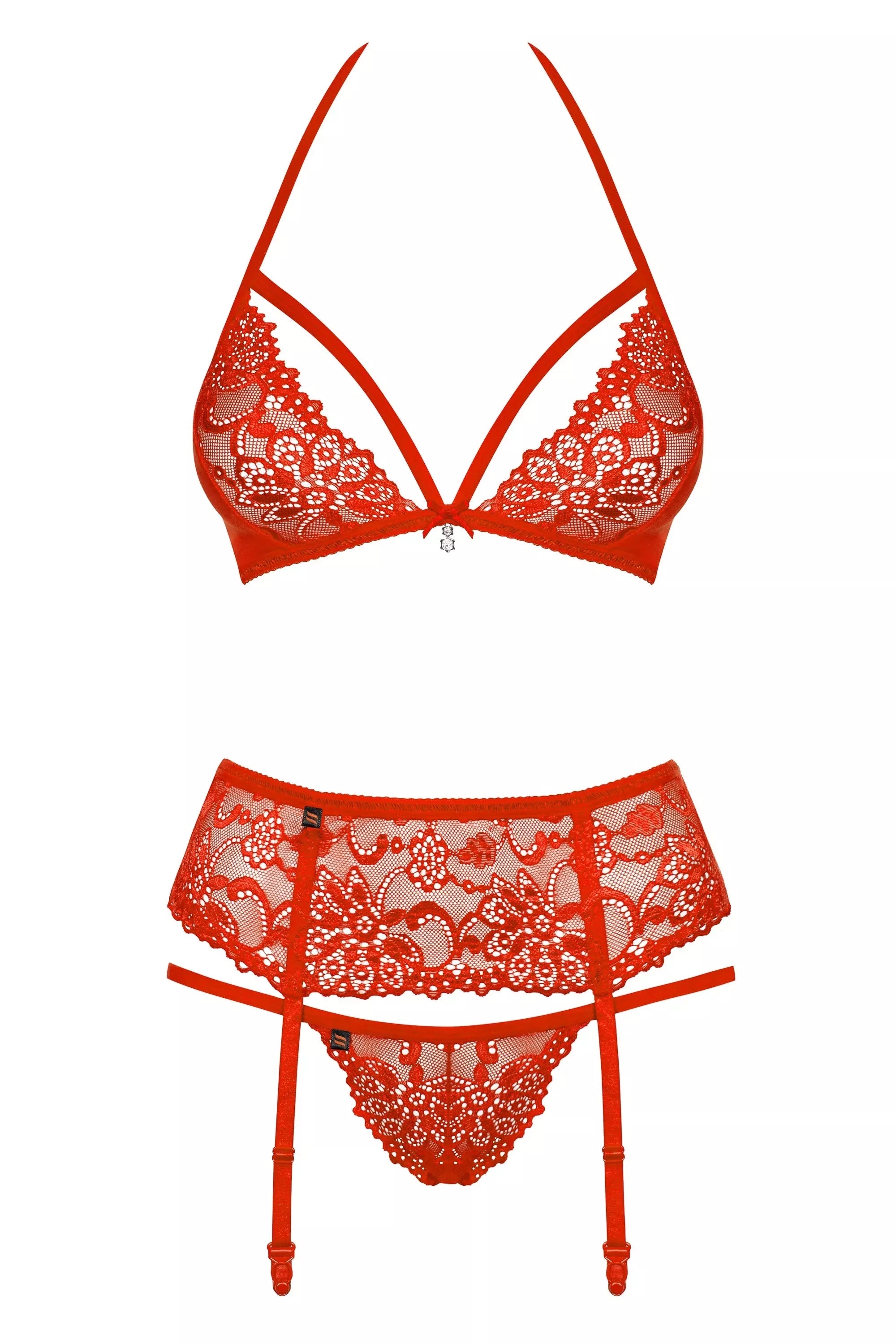 Obsessive Seksualus trijų dalių komplektas SECRET OF LOVE 838-SEG-3, raudona