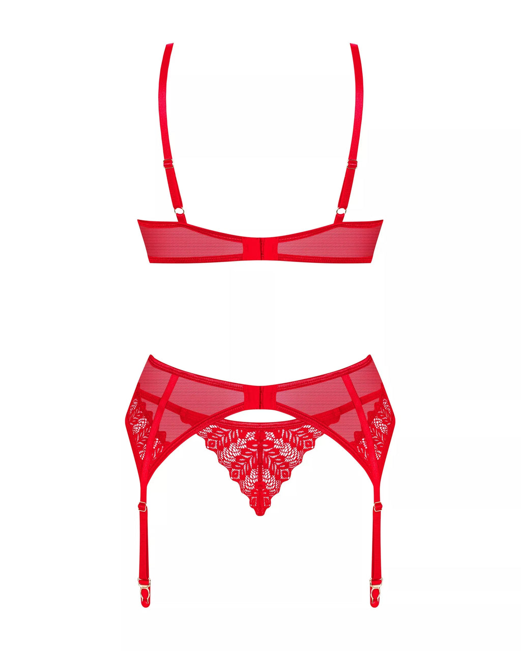 Obsessive Seksualus trijų dalių komplektas INGRIDIA SET, raudona