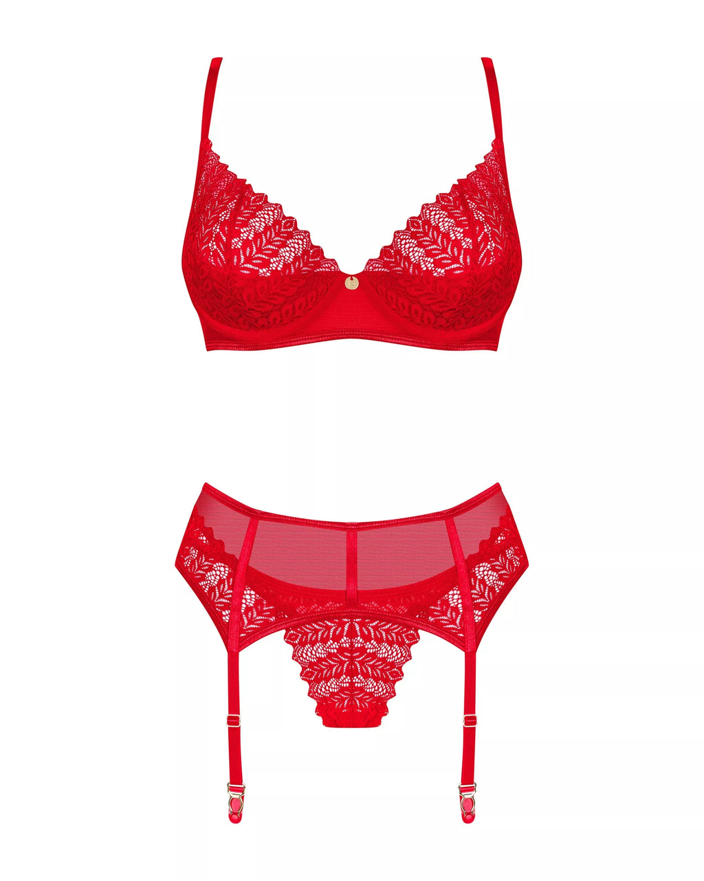 Obsessive Seksualus trijų dalių komplektas INGRIDIA SET, raudona