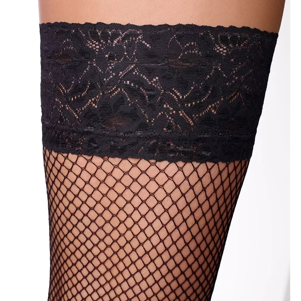 Mona Adhesive fishnet stockings RETE, black