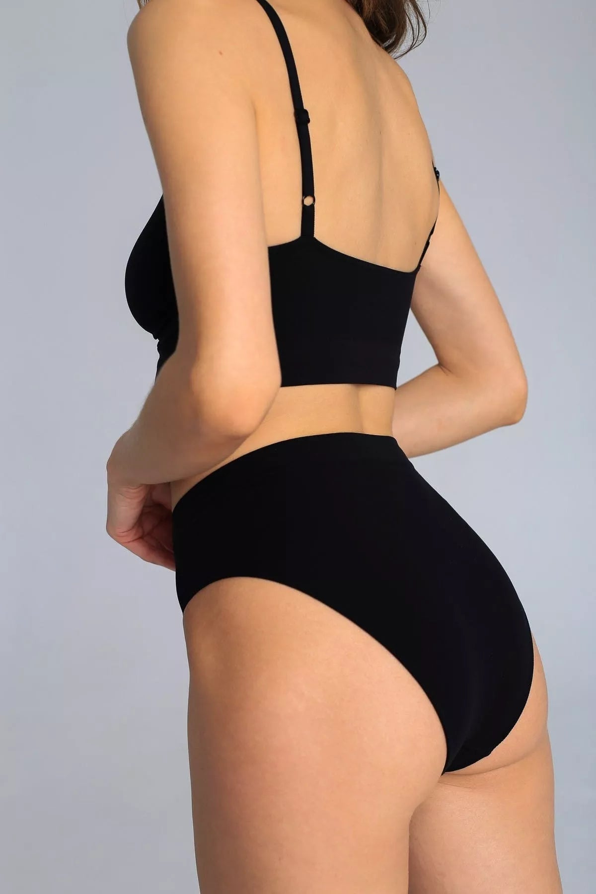 SiaWear Braziliškos kelnaitės aukštu juosmeniu BLACK, juoda