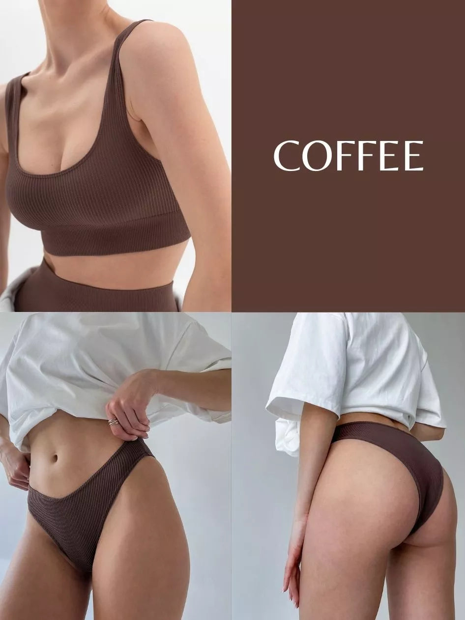 SiaWear Besiūlis RIB apatinių komplektas POWER RIB COFFEE, rudos spalvos