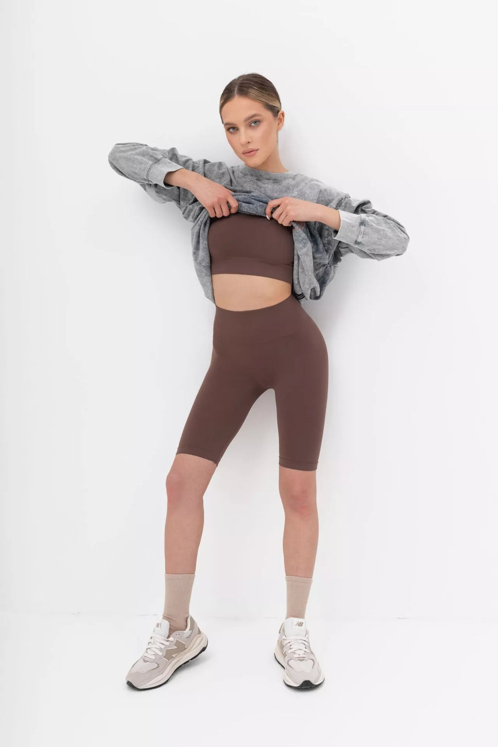 SiaWear Biker šortai FEEL FREE COFFEE, rudos spalvos