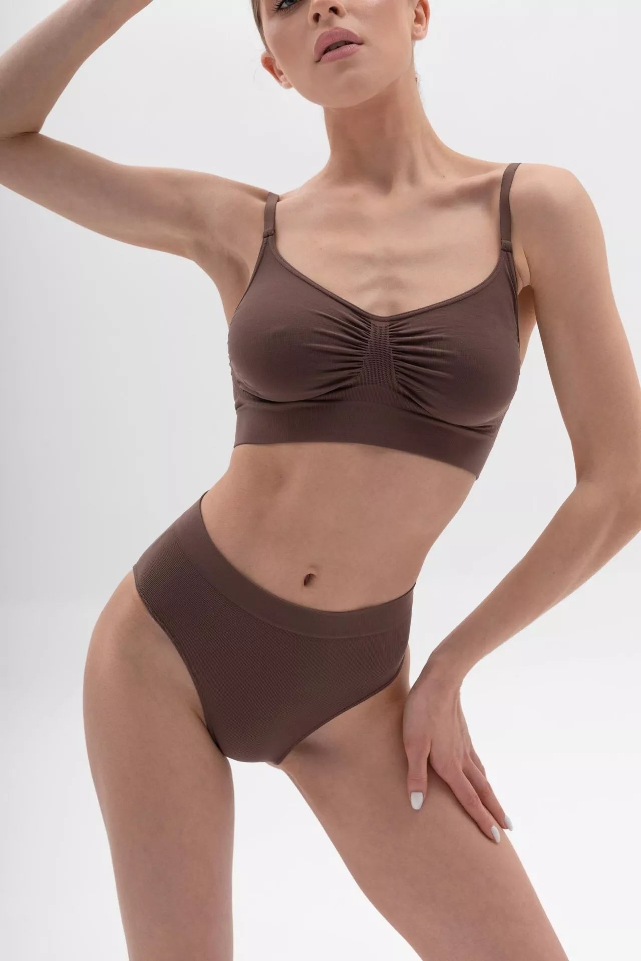 SiaWear Braziliškos kelnaitės aukštu juosmeniu COFFEE, rudos spalvos