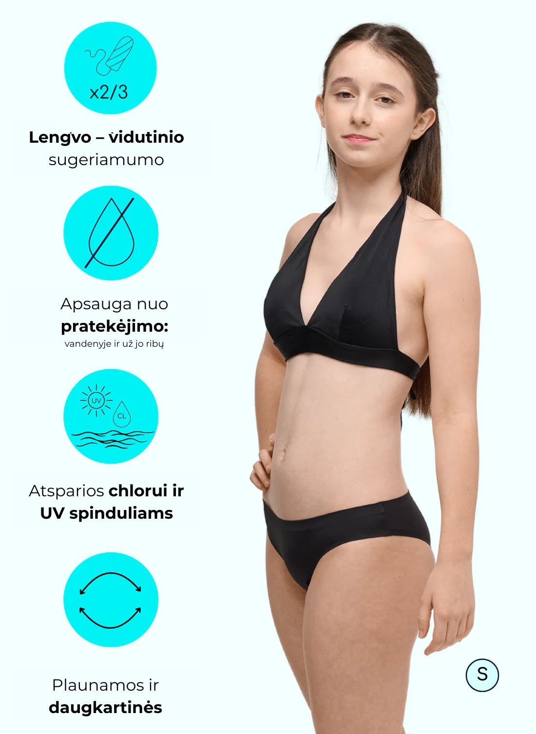 Sorio Menstruacinės besiūlės maudymosi kelnaitės paauglėms NINA TEENS