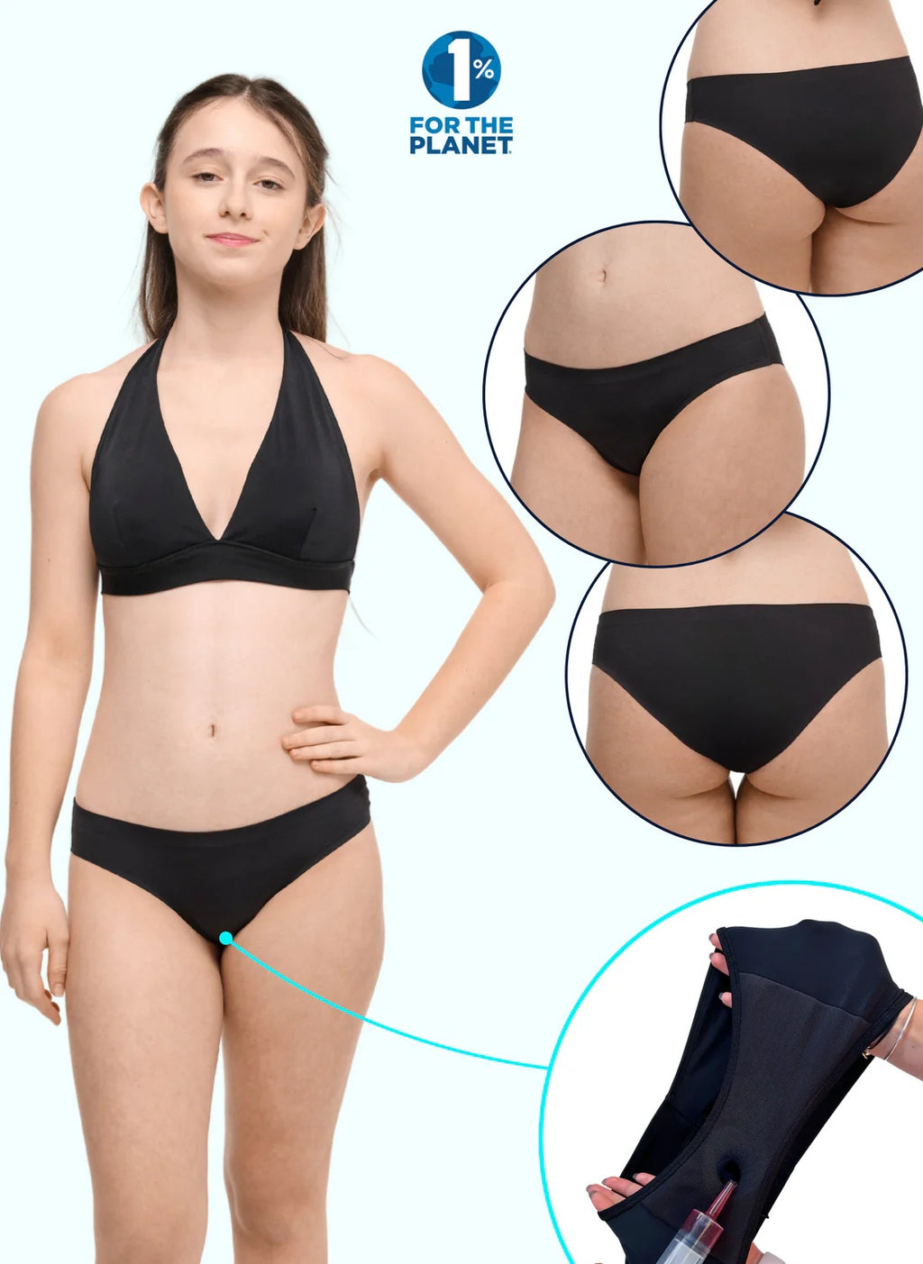 Sorio Menstruacinės besiūlės maudymosi kelnaitės paauglėms NINA TEENS