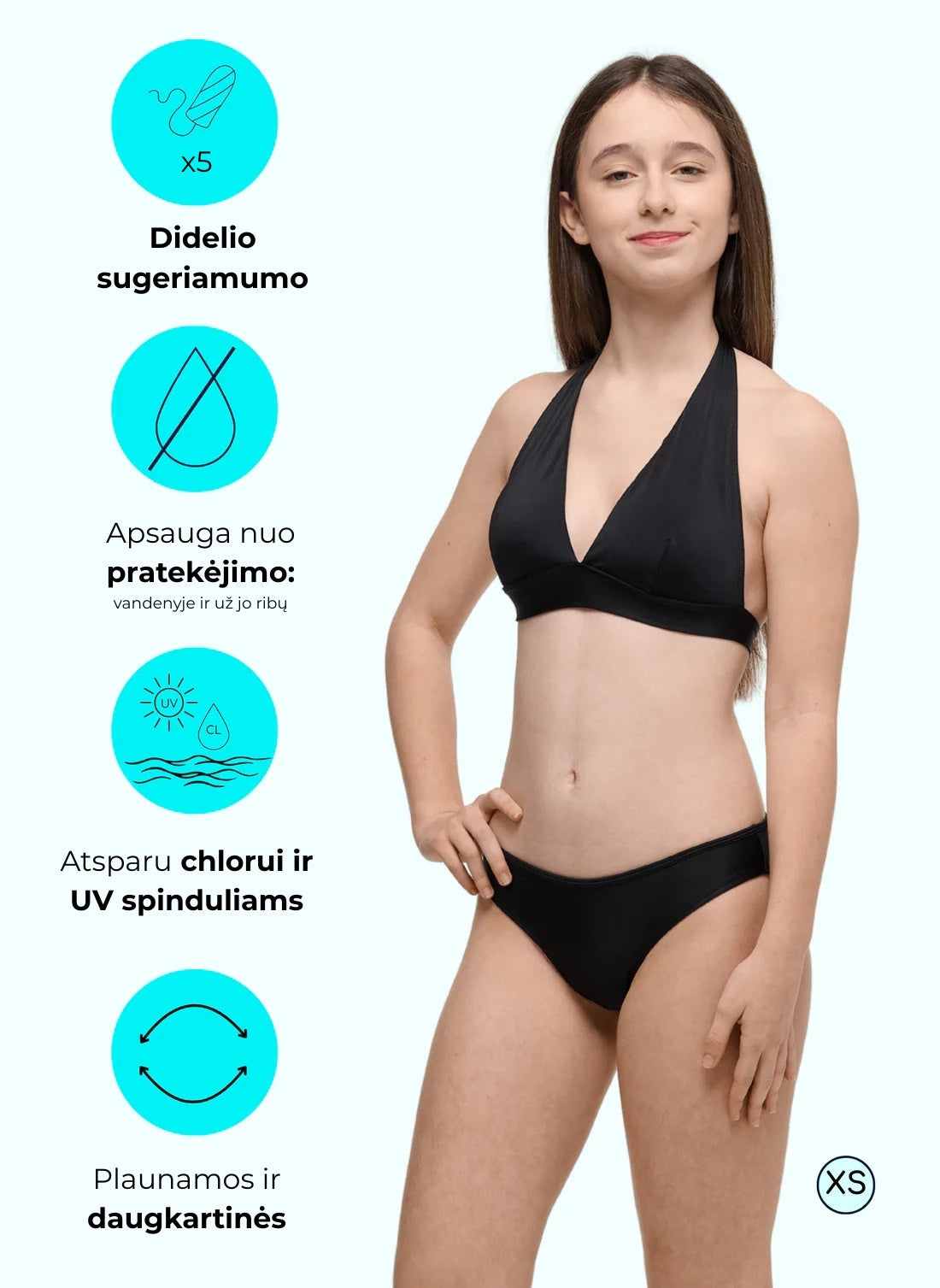Sorio Menstruacinės maudymosi kelnaitės paauglėms EVA HEAVY TEENS